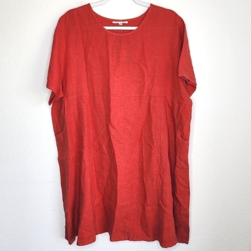 Bryn Walker NWT Mara Tunic 100% Linen Lagenlook Songbird Red Large